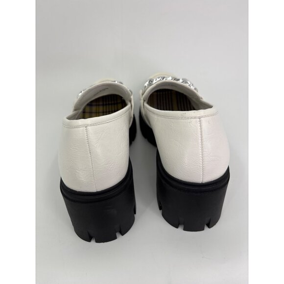 Dirty Laundry Nirvana Lug Chunky 2.5" Heel Loafer Chain White 9M - Picture 5 of 8